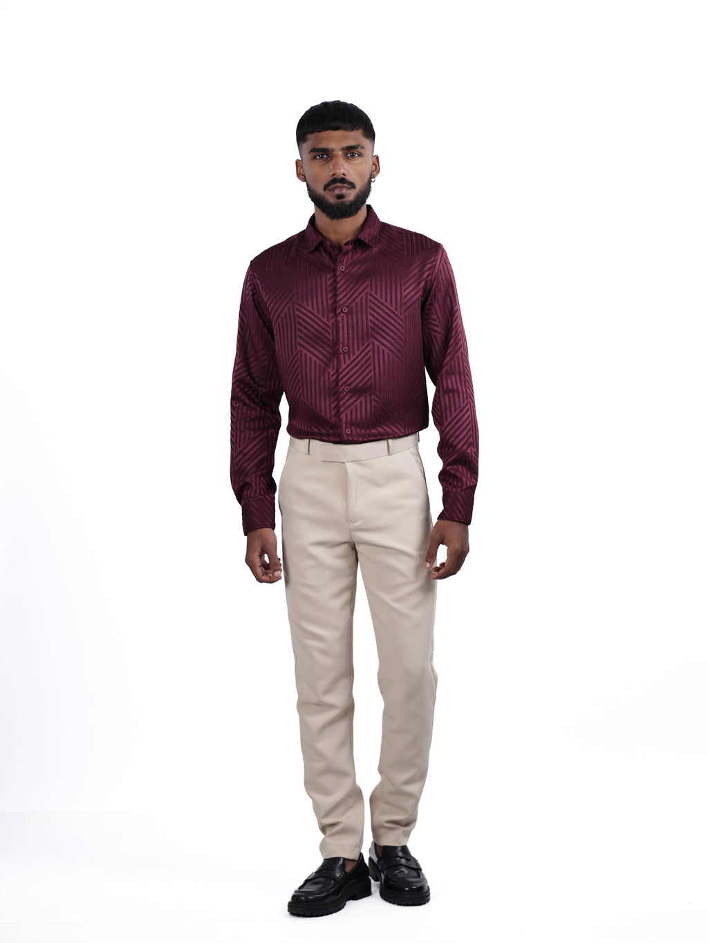 DESIGNER SHIRT STRIPES | MAROON