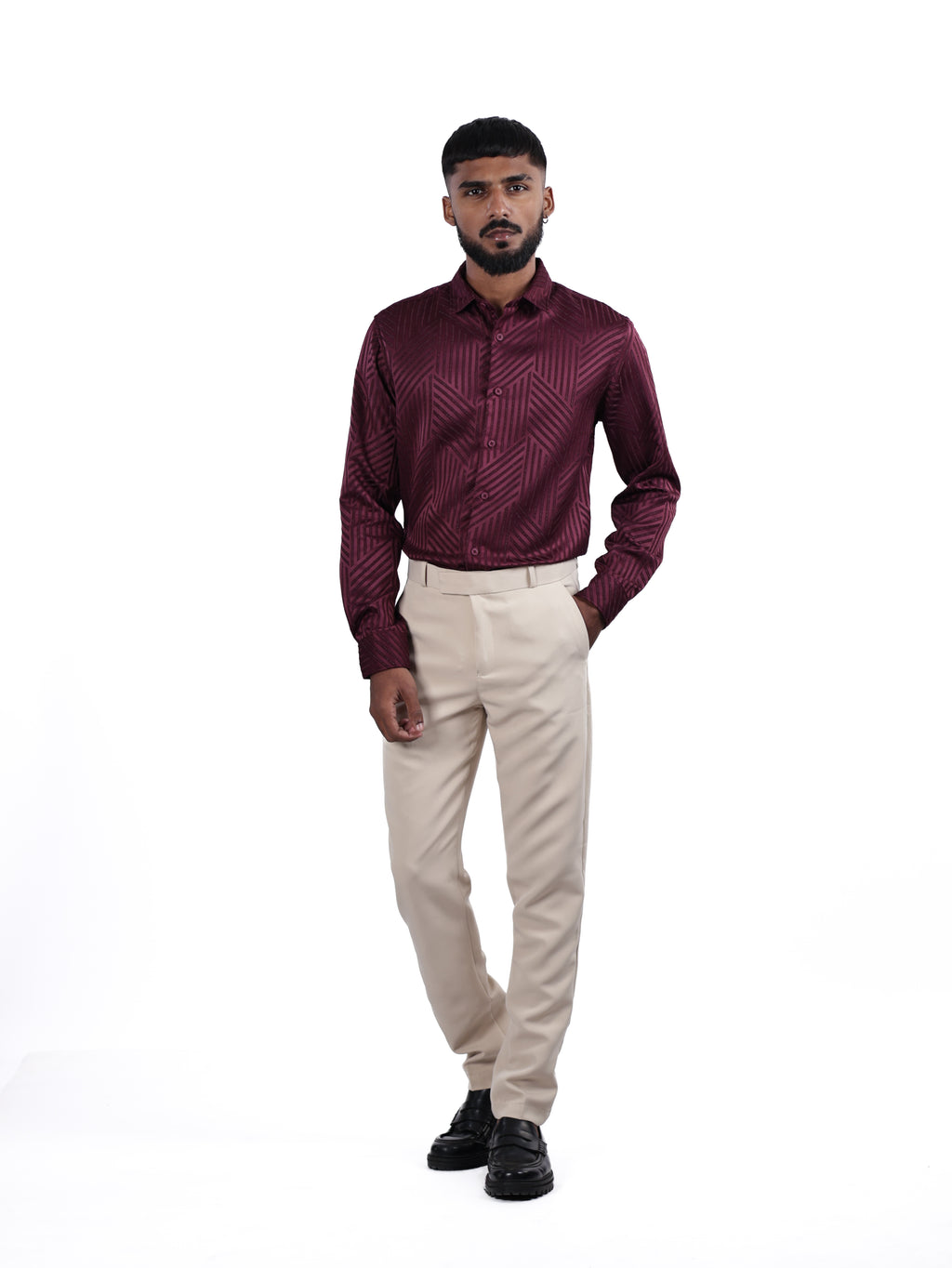 DESIGNER SHIRT STRIPES | MAROON