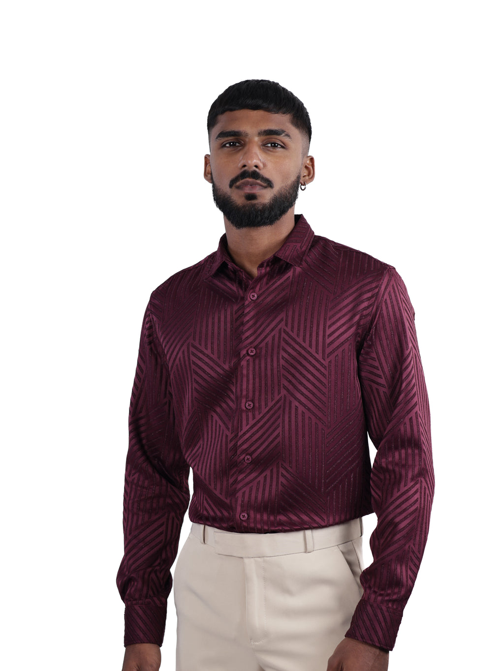 DESIGNER SHIRT STRIPES | MAROON