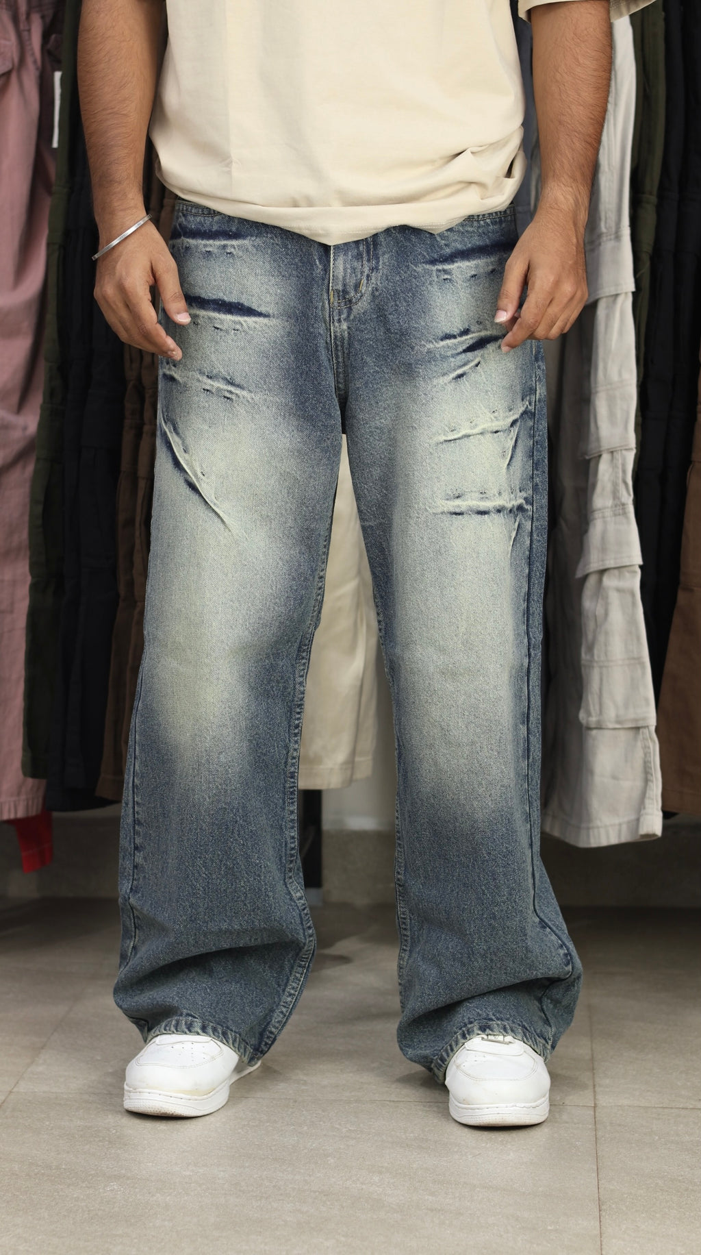VINTAGE WASH BAGGY DENIM | BLUE