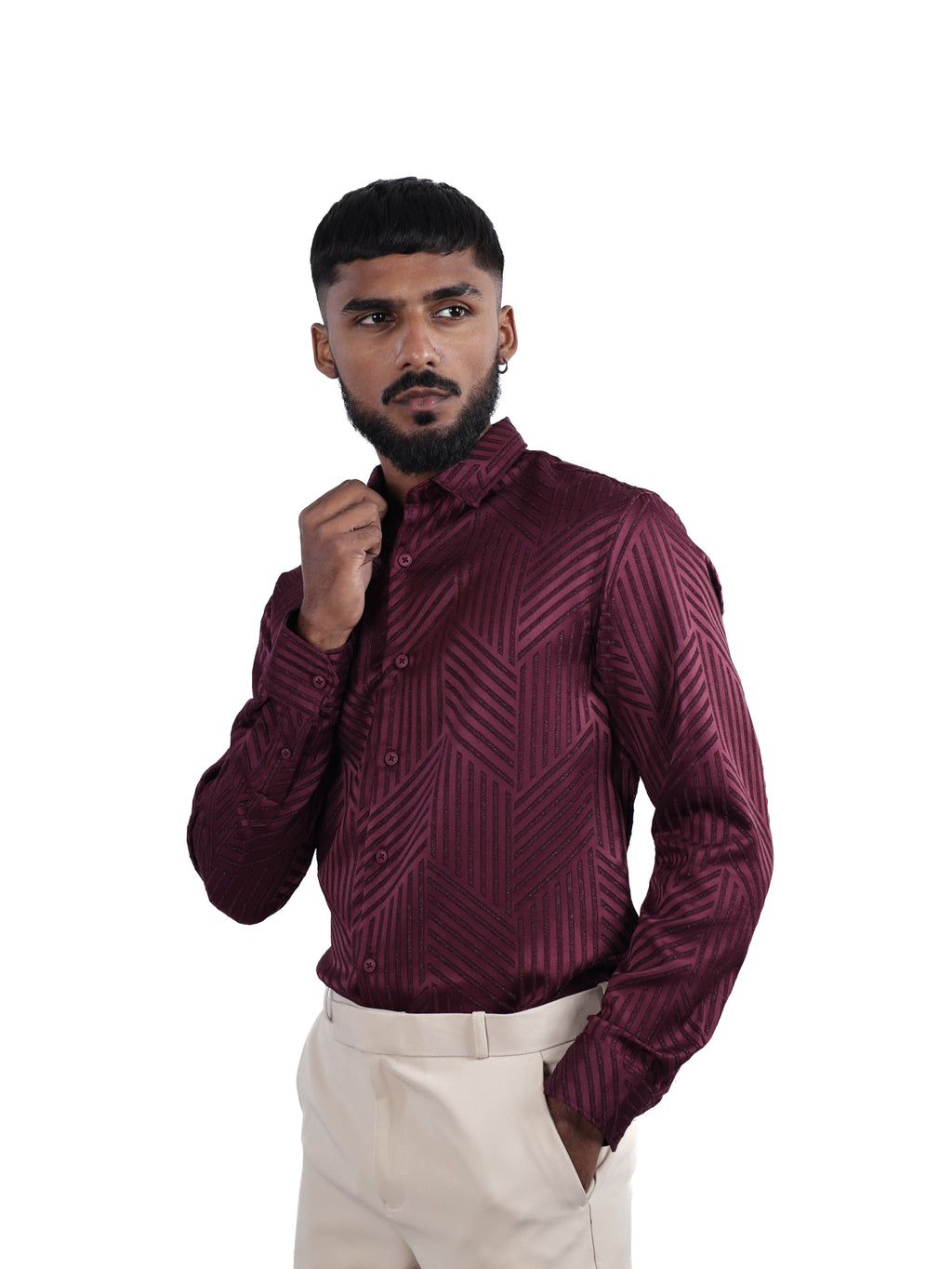 DESIGNER SHIRT STRIPES | MAROON