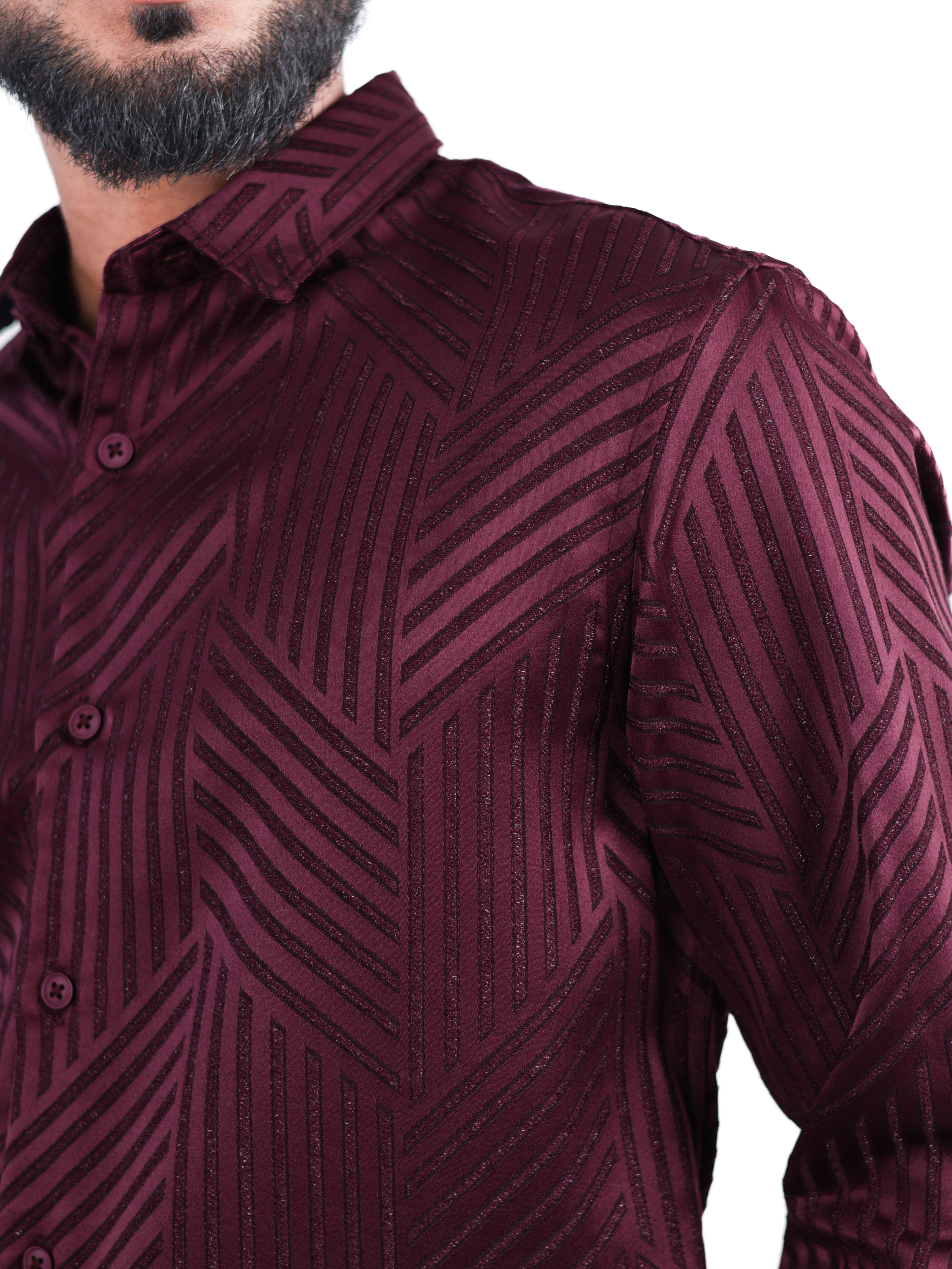 DESIGNER SHIRT STRIPES | MAROON