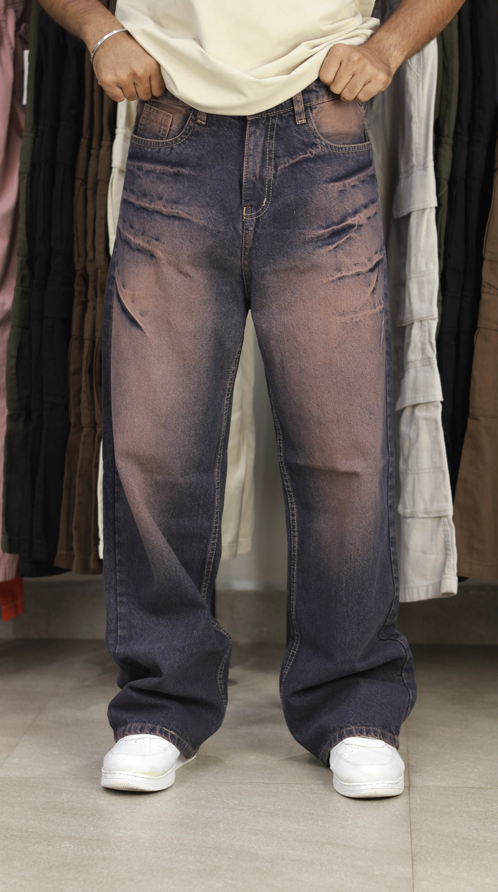 VINTAGE WASH BAGGY DENIM | ROSE GOLD