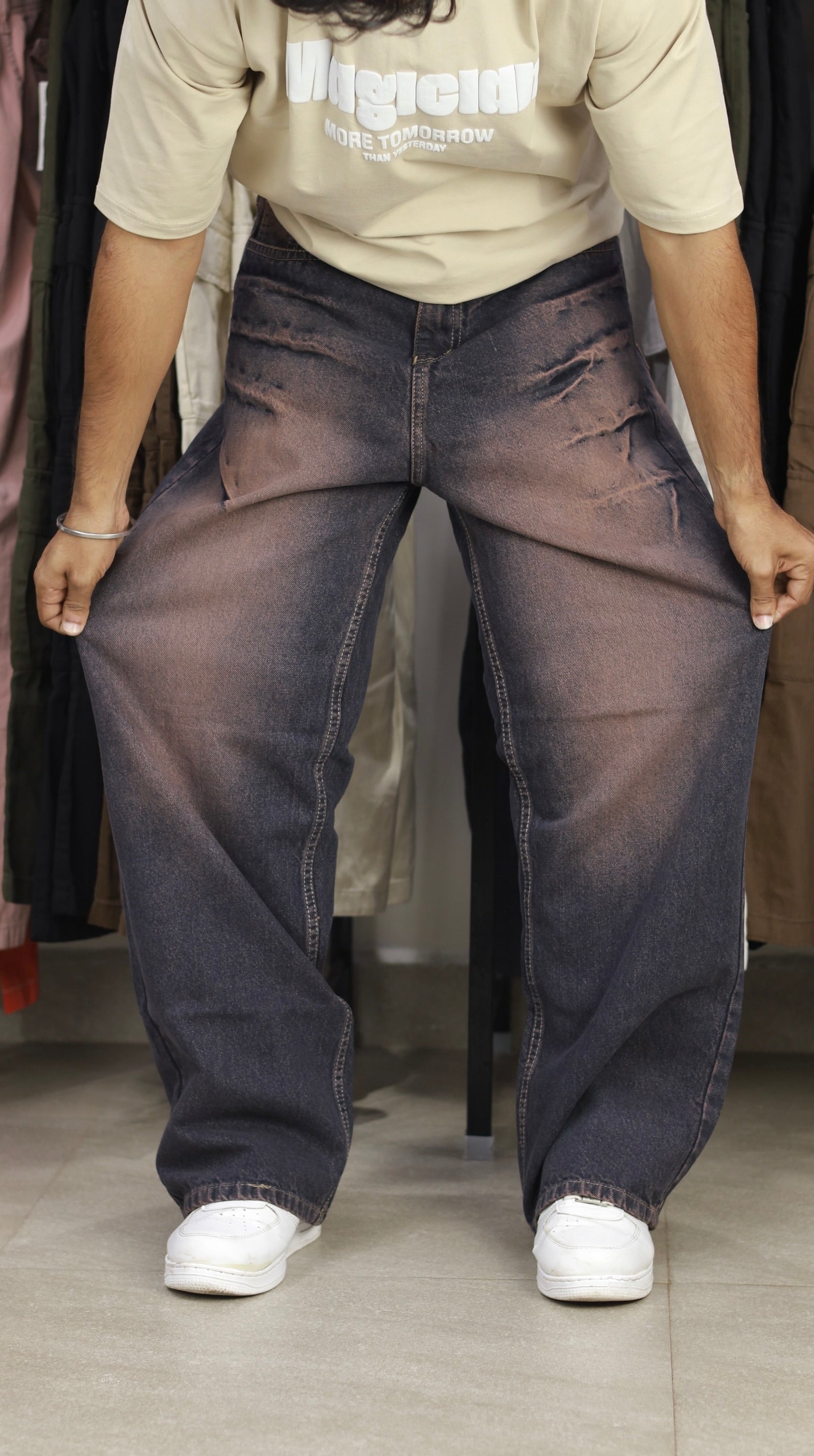 VINTAGE WASH BAGGY DENIM | ROSE GOLD