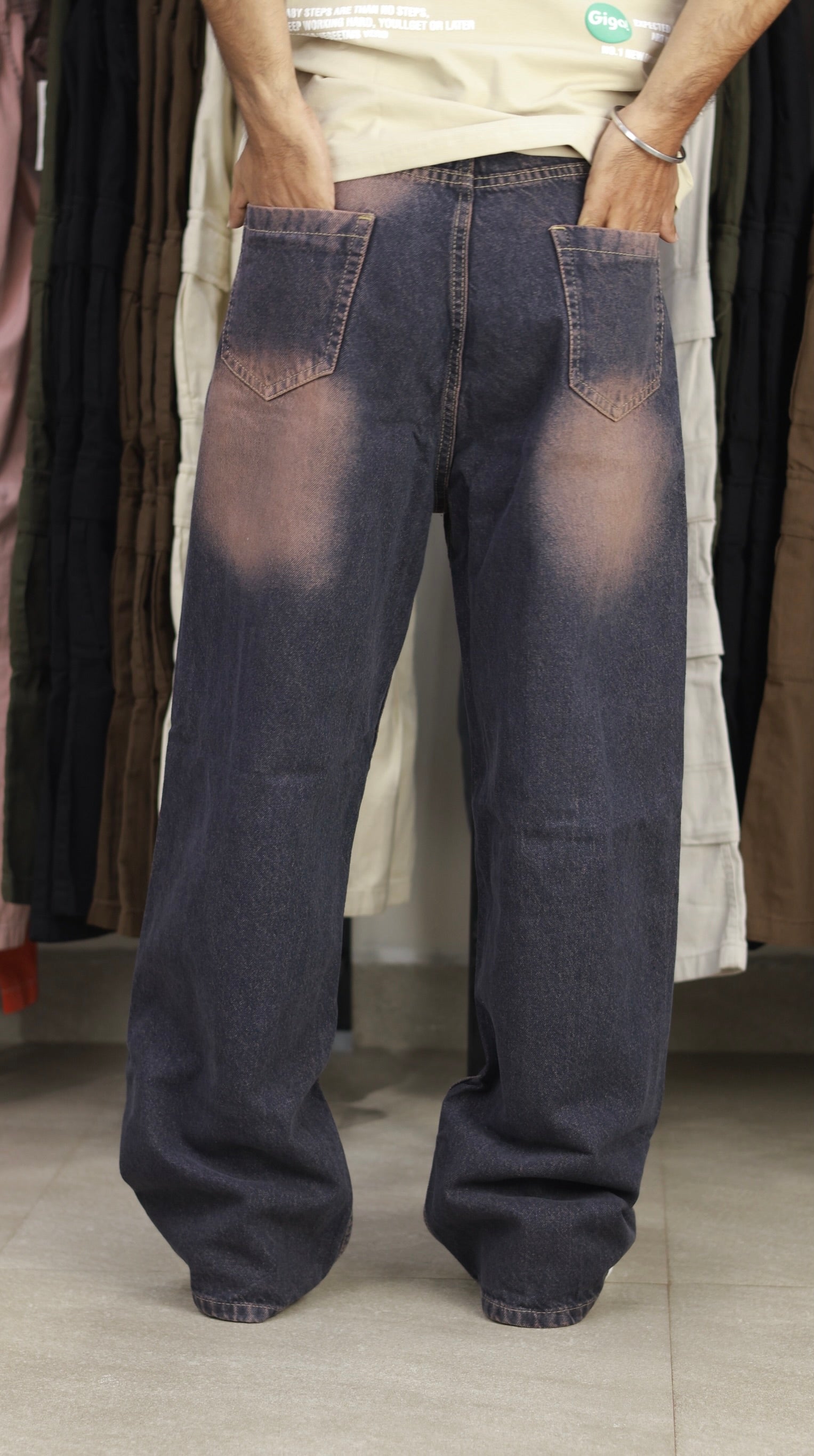 VINTAGE WASH BAGGY DENIM | ROSE GOLD