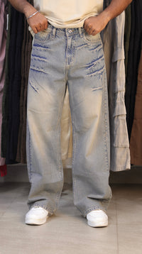 VINTAGE WASH BAGGY DENIM | BEIGE