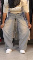 VINTAGE WASH BAGGY DENIM | BEIGE