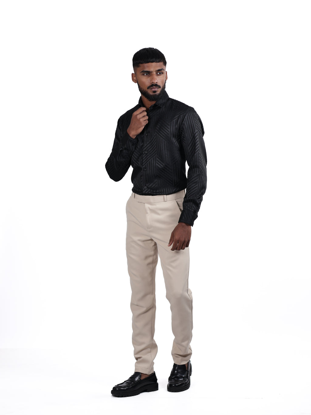 DESIGNER SHIRT STRIPES | BLACK