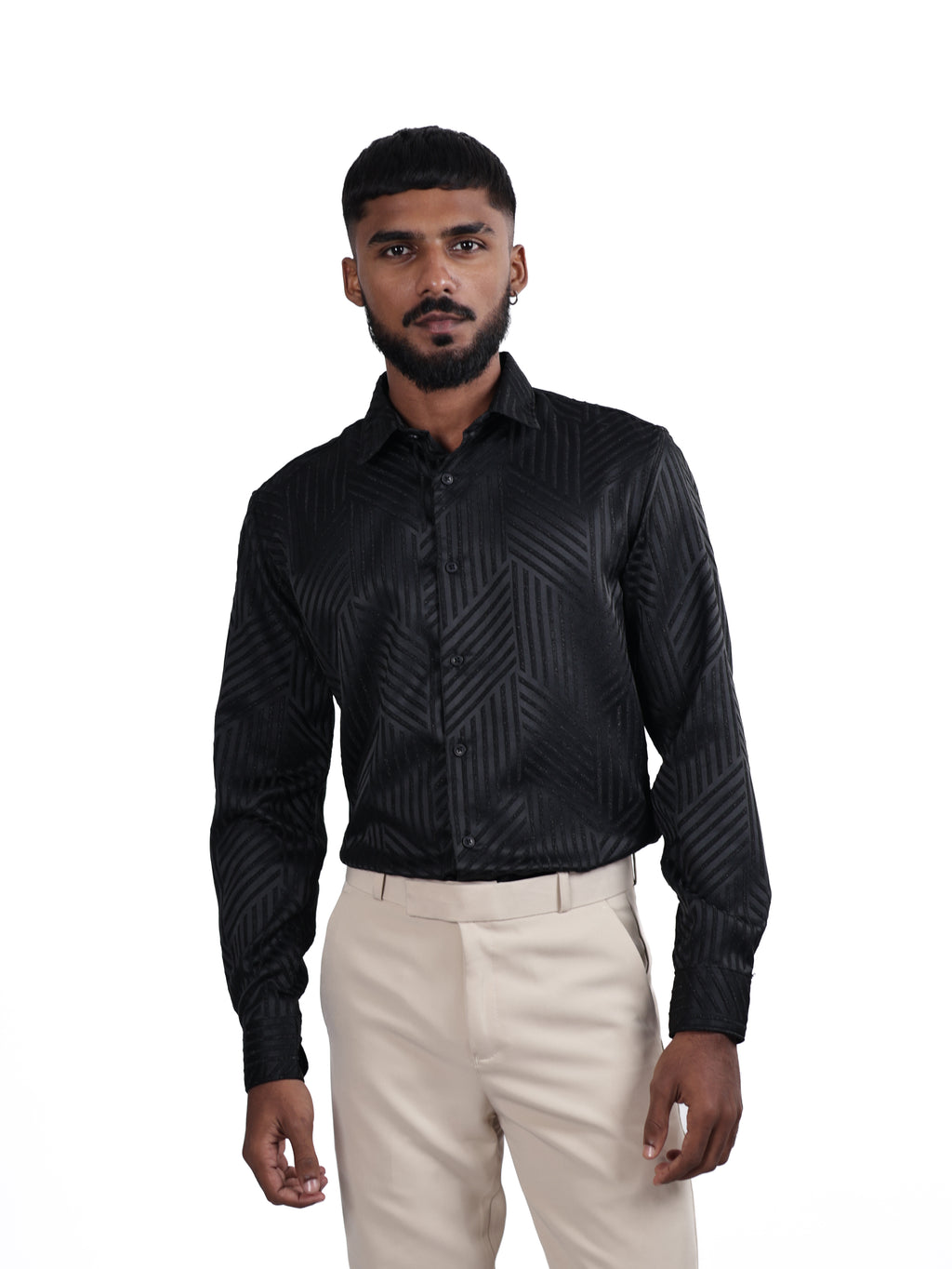 DESIGNER SHIRT STRIPES | BLACK