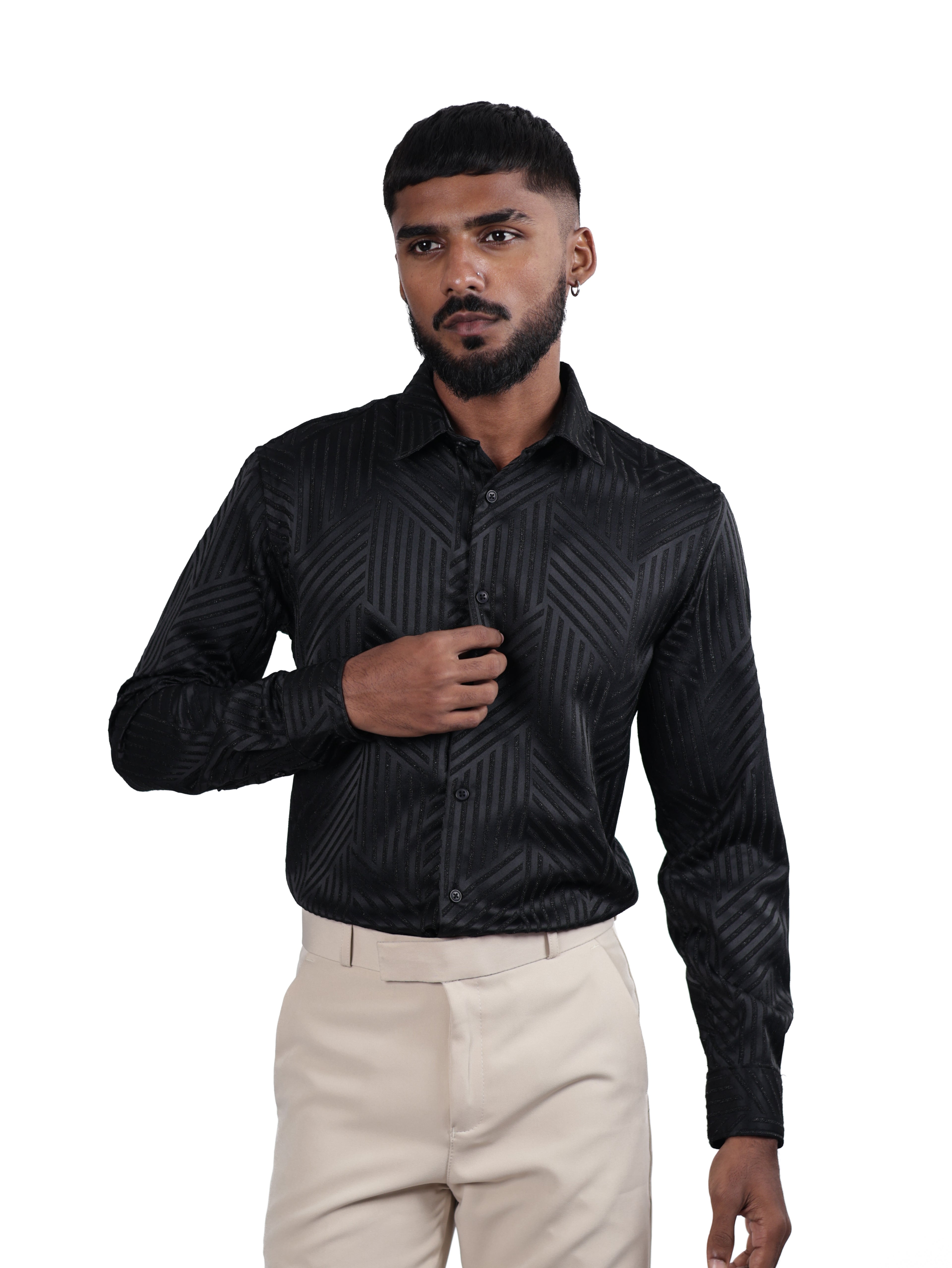 DESIGNER SHIRT STRIPES | BLACK