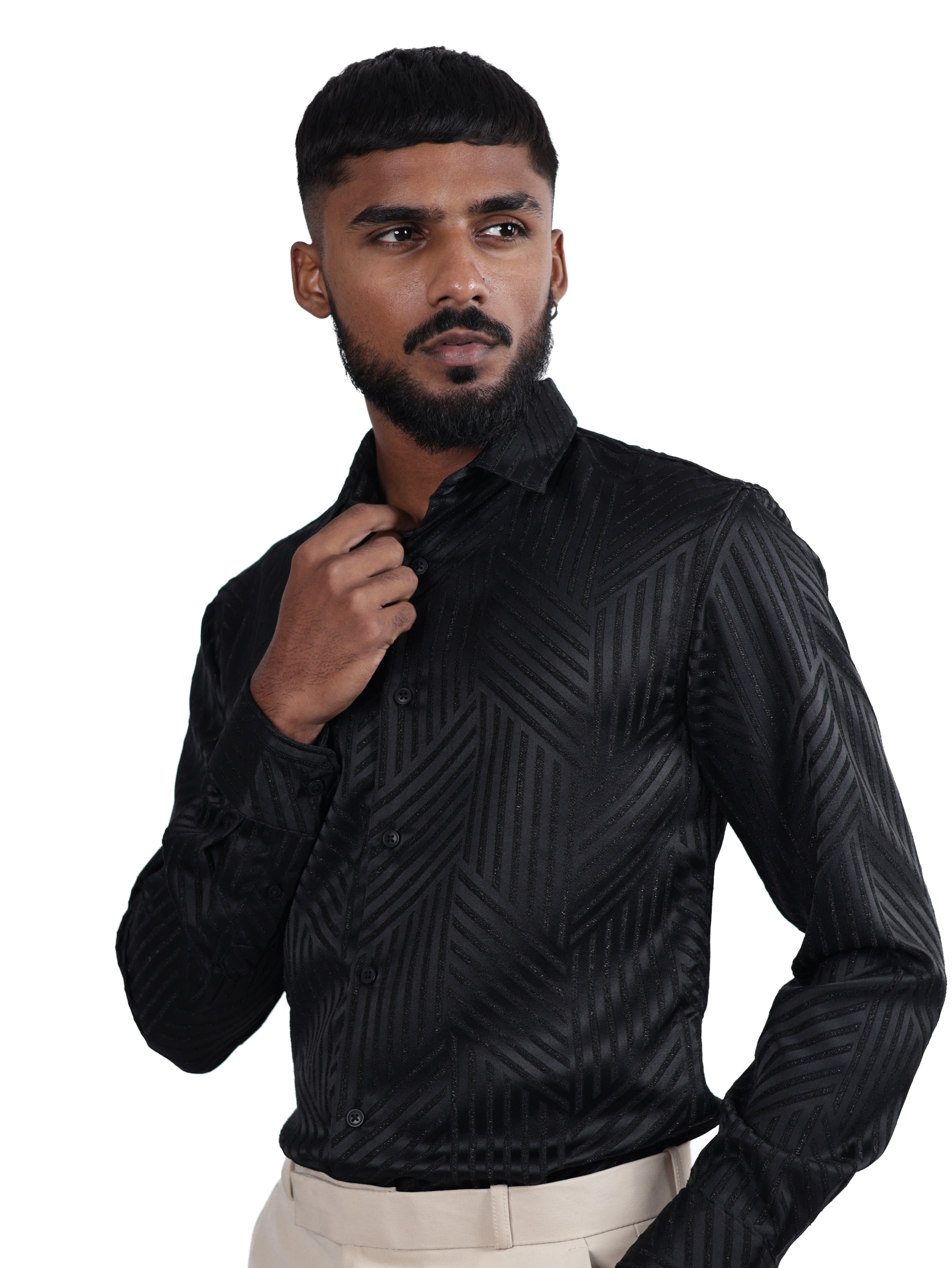 DESIGNER SHIRT STRIPES | BLACK