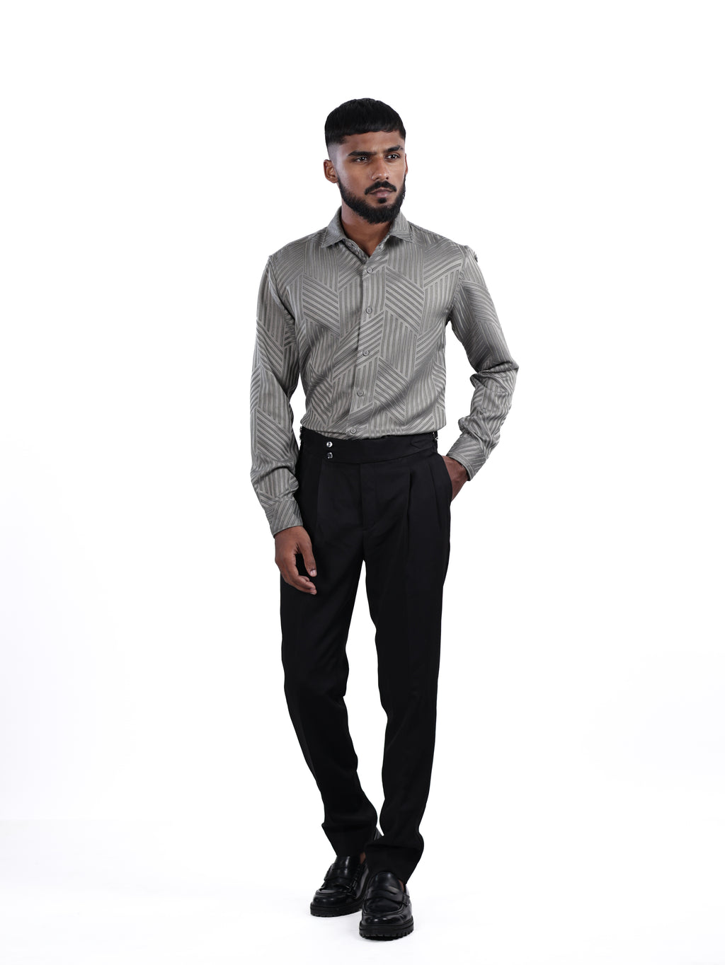 DESIGNER SHIRT STRIPES | GREY