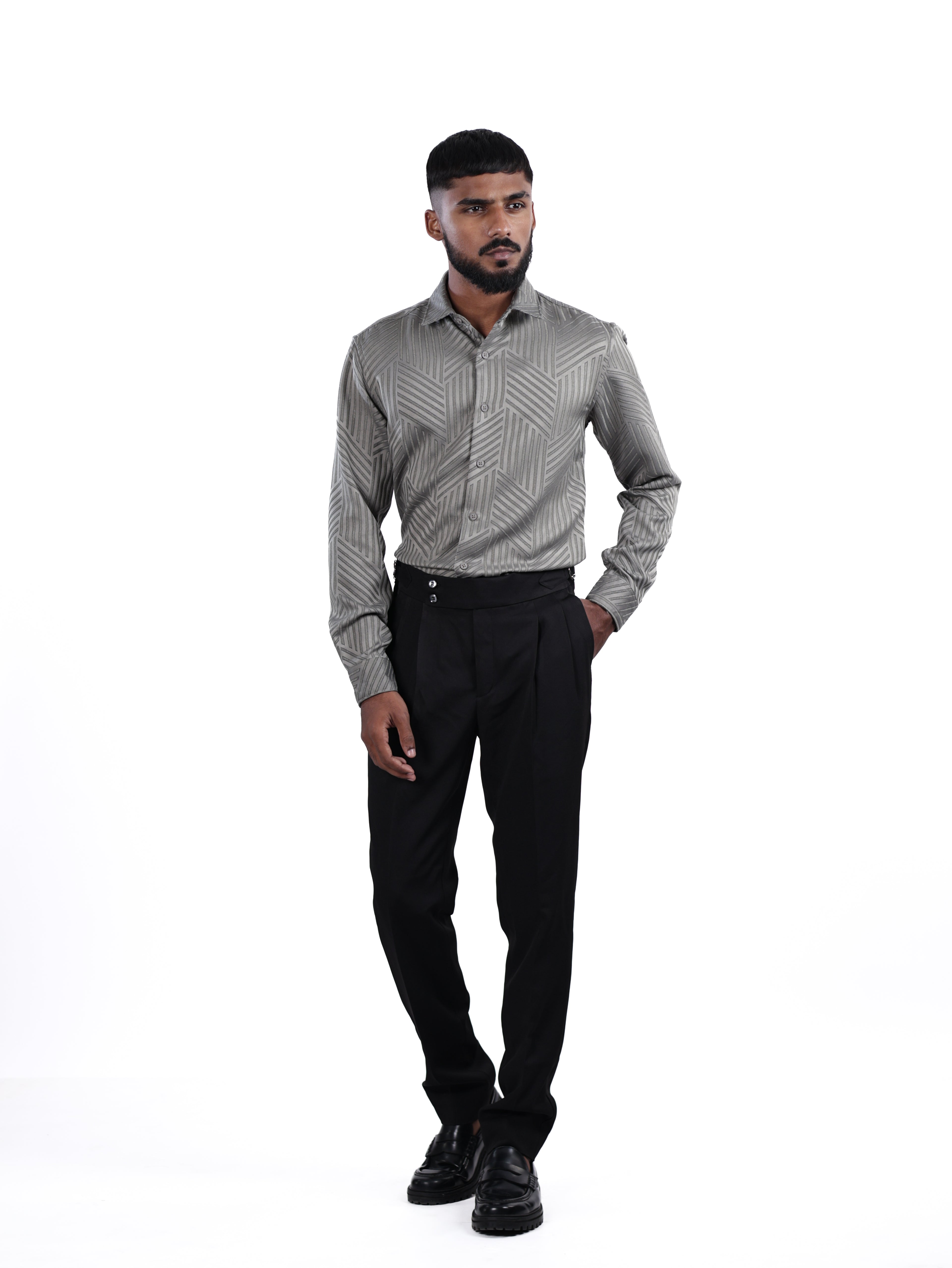 DESIGNER SHIRT STRIPES | GREY