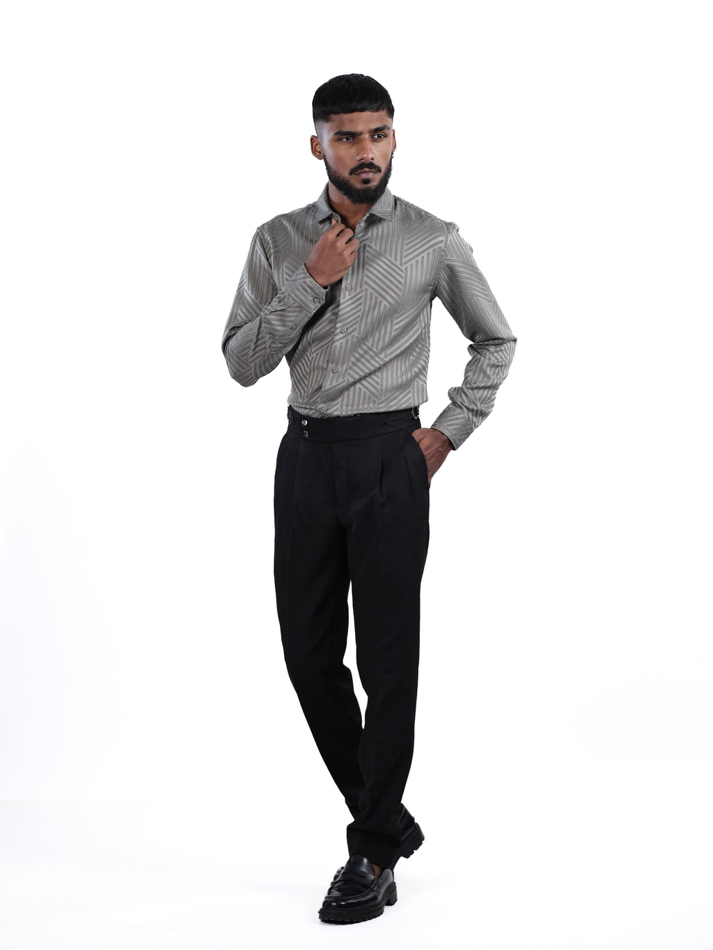 DESIGNER SHIRT STRIPES | GREY