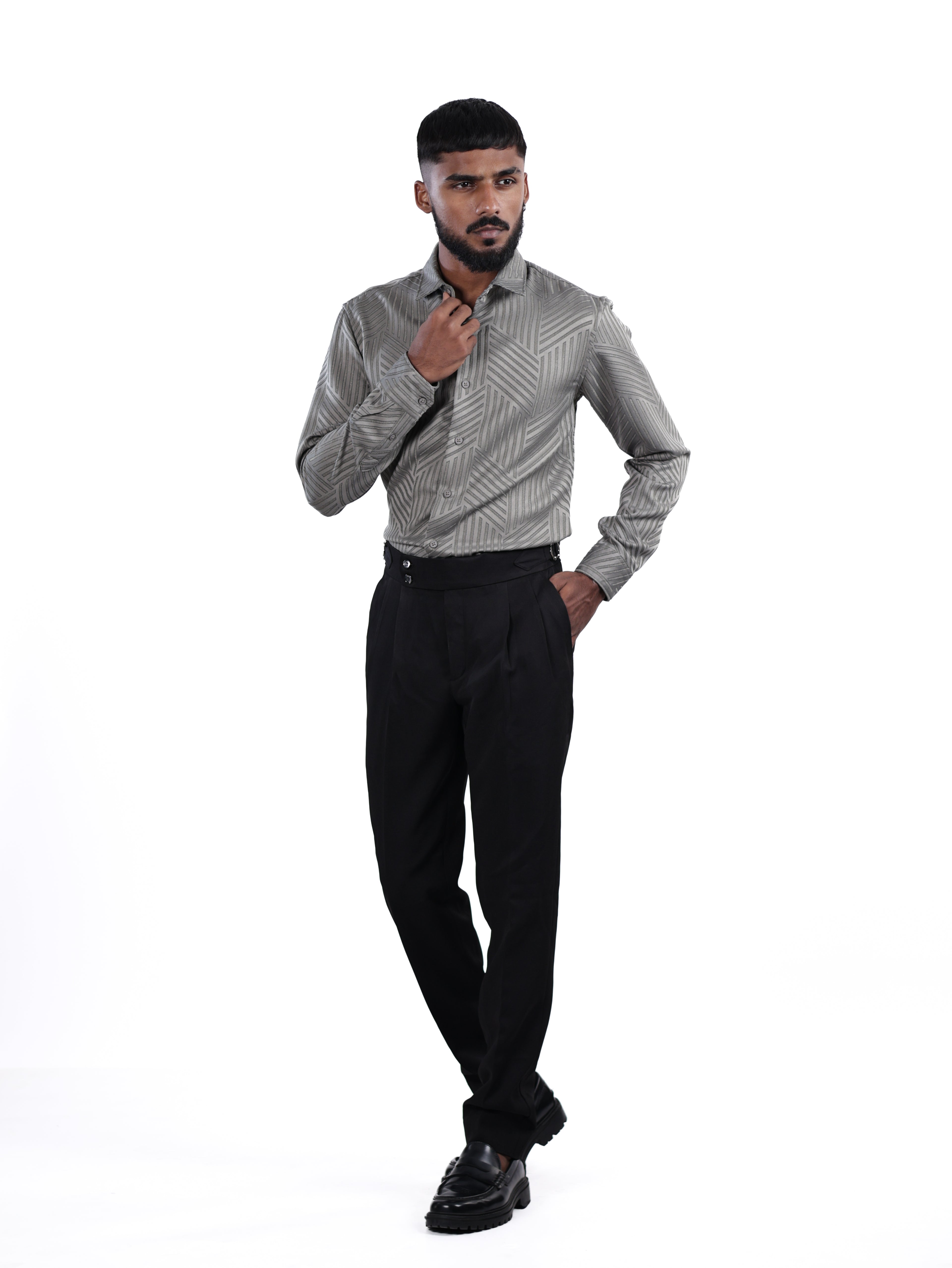 DESIGNER SHIRT STRIPES | GREY