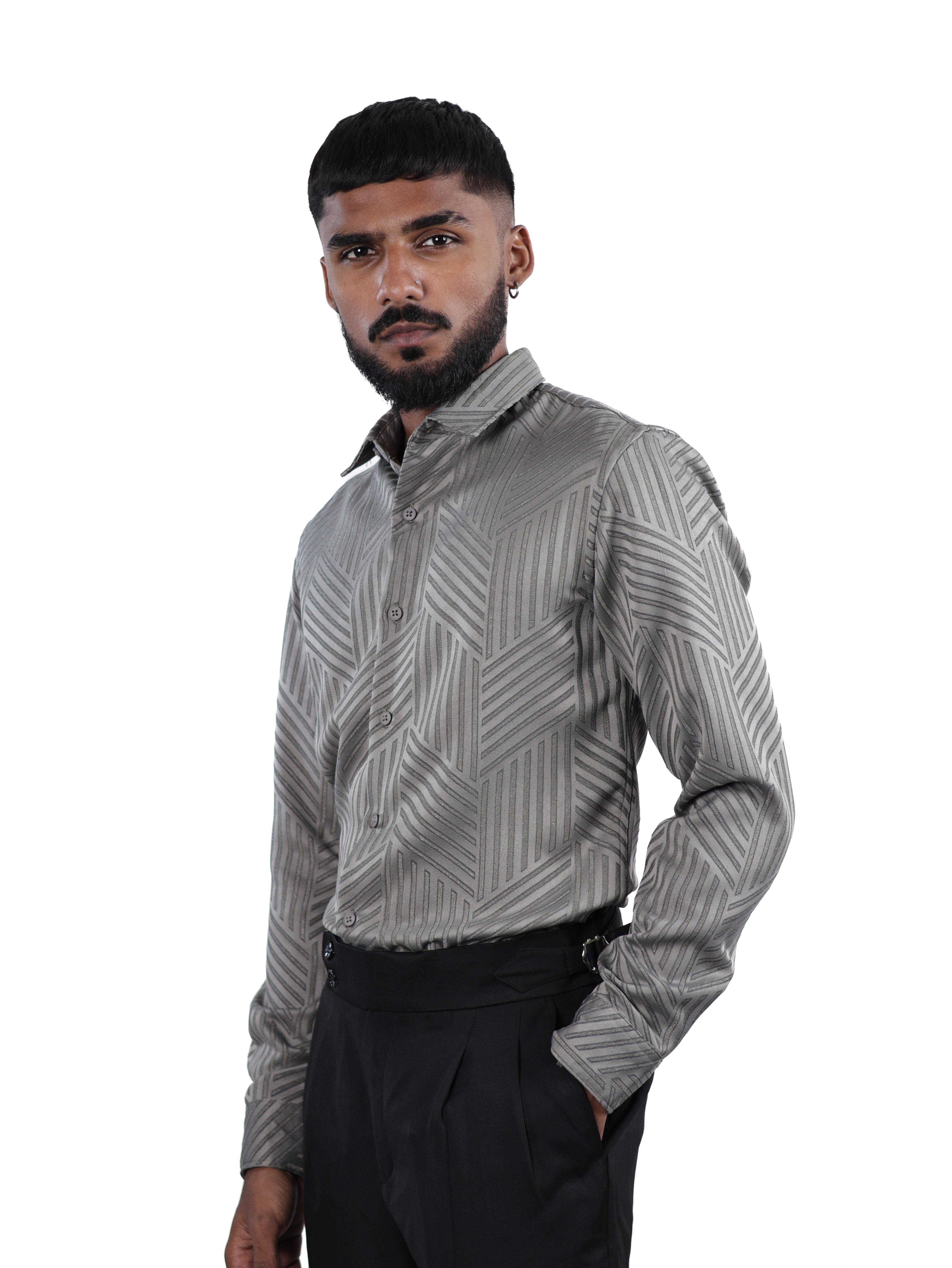 DESIGNER SHIRT STRIPES | GREY