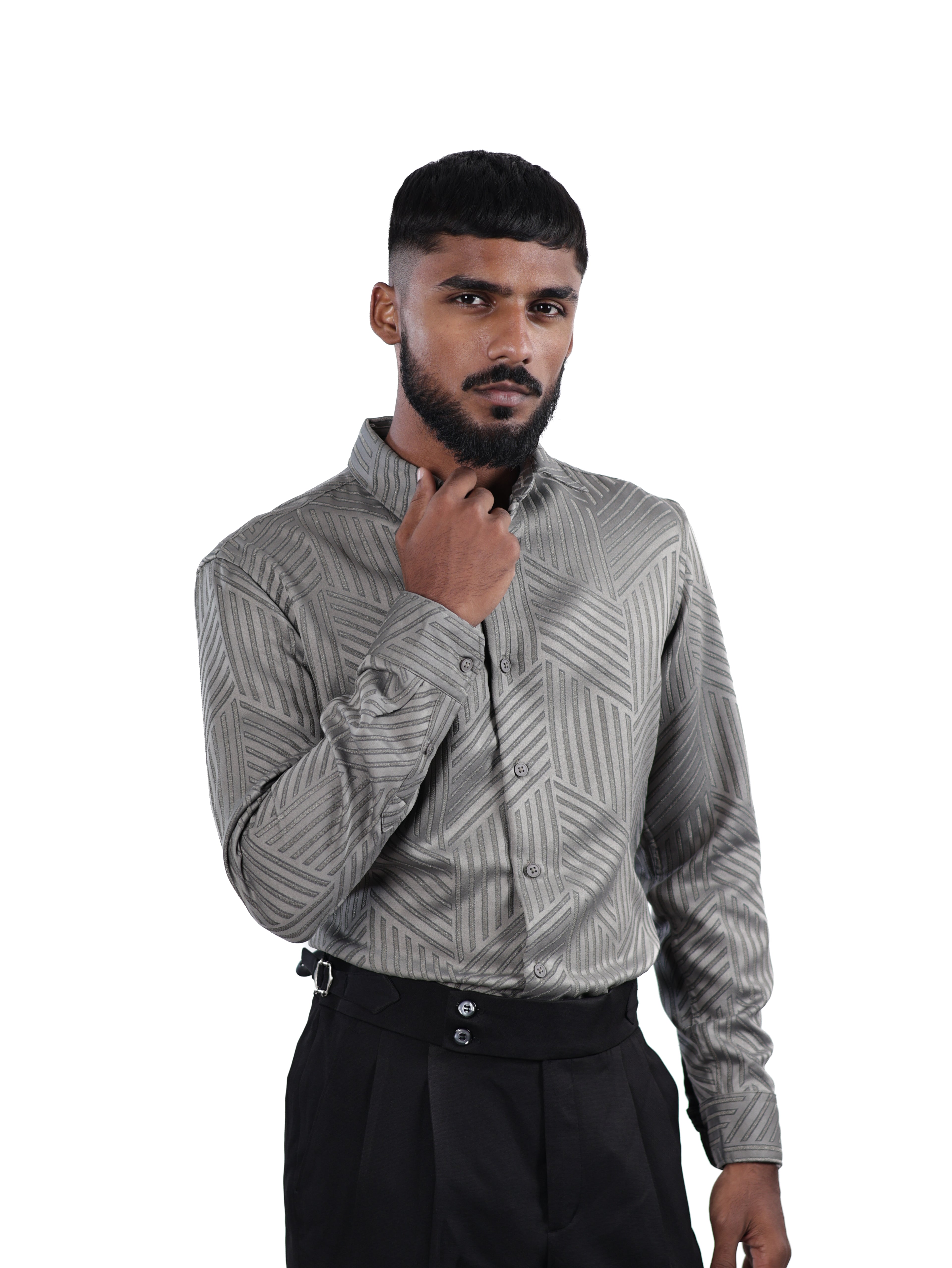 DESIGNER SHIRT STRIPES | GREY