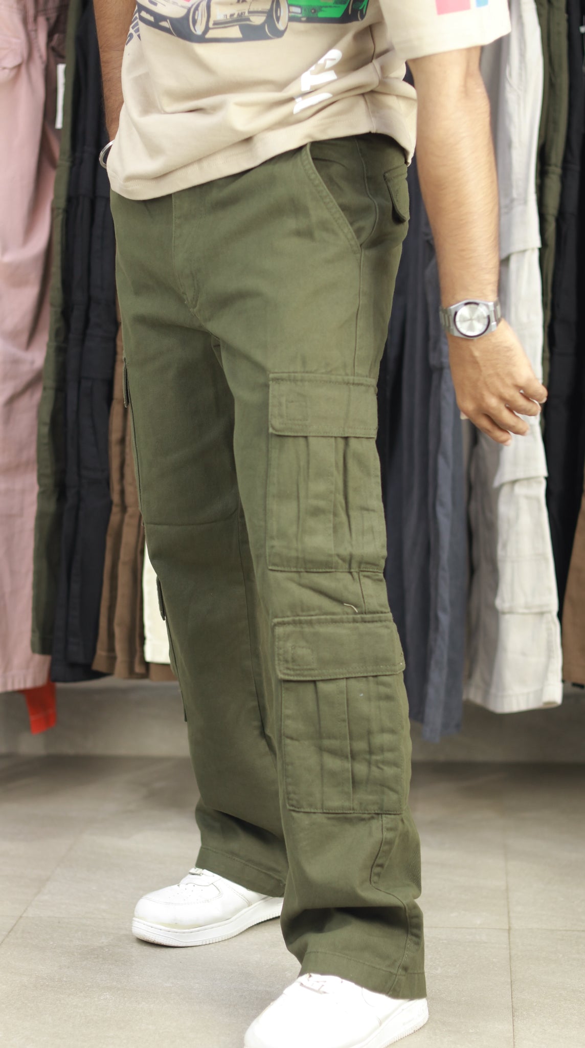 BAGGY COTTON CARGOS (GREEN)