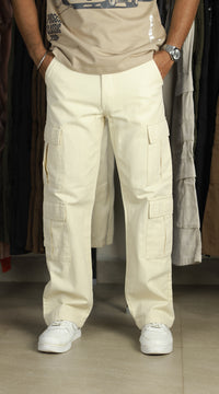 BAGGY COTTON CARGOS (WHITE)